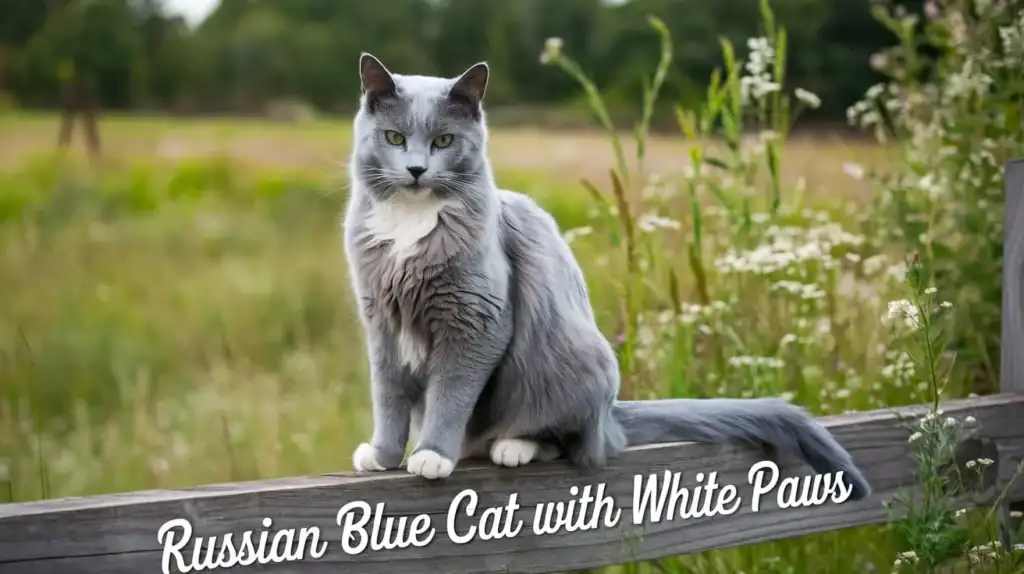 Russian Blue Cat with White Paws