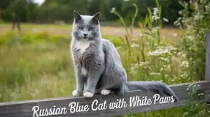 Russian Blue Cat with White Paws