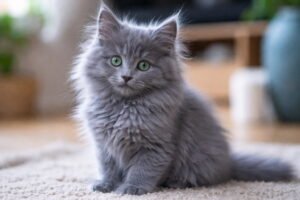 Long Haired Russian Blue Kitten