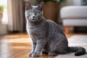 Russian Blue Cat With Stripes