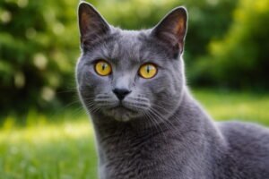 Russian Blue With Yellow Eyes