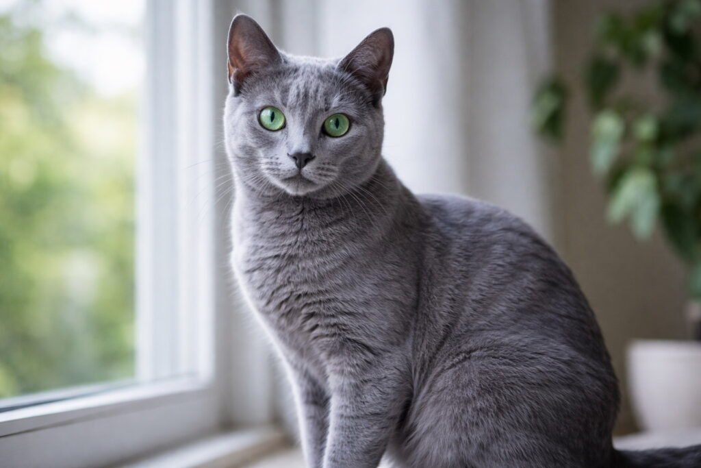 Russian Blue Cat Ghost Tabby